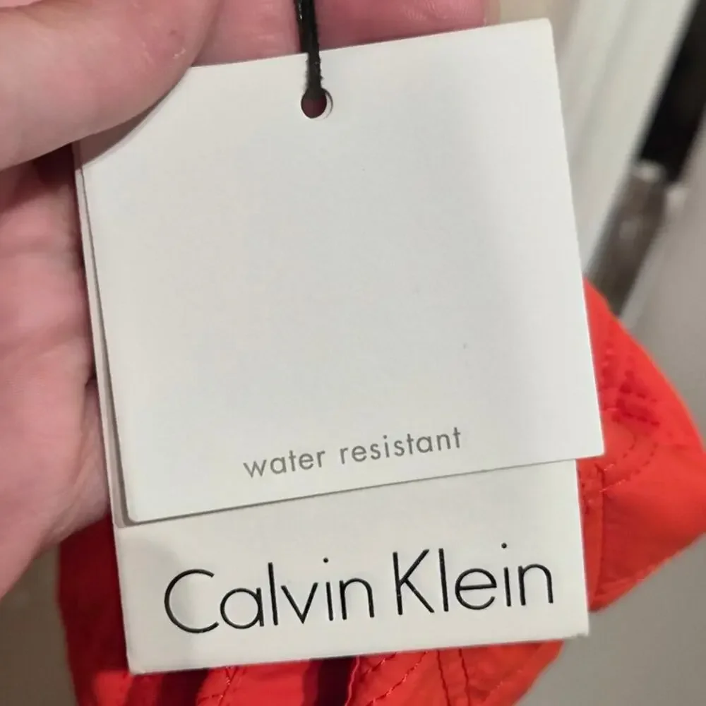 Calvin Klein XS Water Resistant Pum Persimmon Diamond Quilted Blazer Jacket NWT